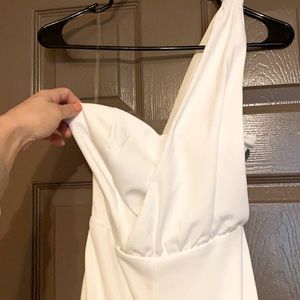 White over the shoulder one piece suite